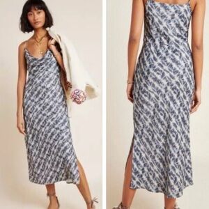 Anthropologie Dress Womens Small Elyse Tie Dye Printed Bias Draped Slip Midi